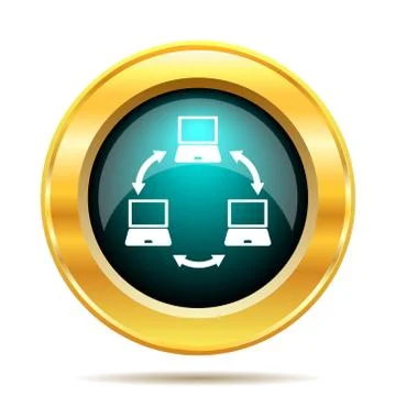 Computer network icon. Internet button on white background.. Illustrazione stock