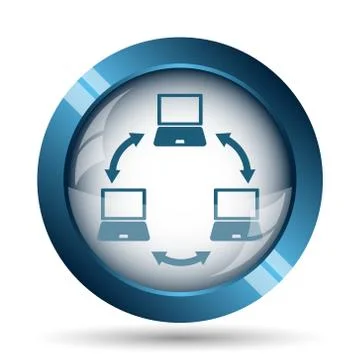 Computer network icon. Internet button on white background.. Illustrazione stock