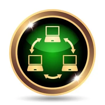 Computer network icon. Internet button on white background.. Illustrazione stock