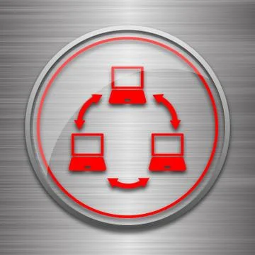 Computer network icon. Internet button on metallic background.. Illustrazione stock