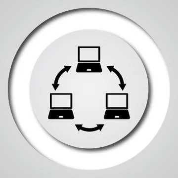 Computer network icon. Internet button on white background.. Illustrazione stock