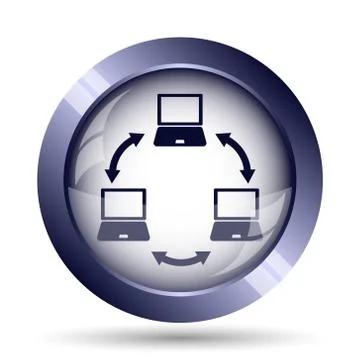 Computer network icon. Internet button on white background.. Illustrazione stock