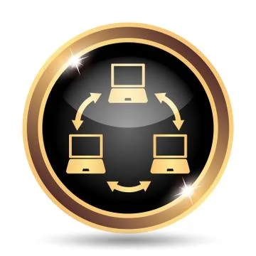 Computer network icon. Internet button on white background.. Illustrazione stock