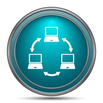Computer network icon. Internet button on white background.. Illustrazione stock