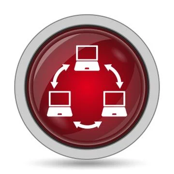 Computer network icon. Internet button on white background.. Illustrazione stock