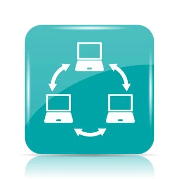 Computer network icon. Internet button on white background.. Illustrazione stock