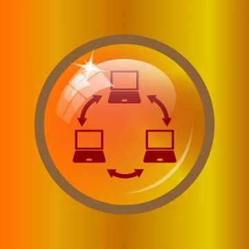 Computer network icon. Internet button on colored background. . Illustrazione stock