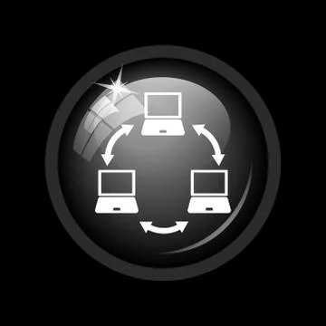 Computer network icon. Internet button on black background. . Stock Illustration