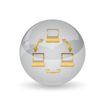 Computer network icon. Internet button on white background. . Illustrazione stock