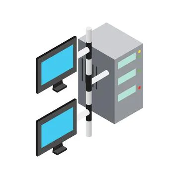 Computer network icon, isometric 3d style Illustrazione stock