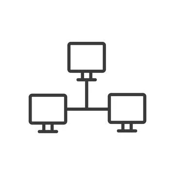 Computer Network, icon in line design. Computer, network, connectivity, data Stock Illustration
