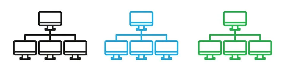 Computer network icon representing data exchange and digital connectivity, .. Stock Illustration