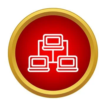 Computer network icon showing connected laptops Illustrazione stock