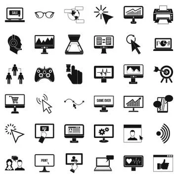 Computer network icons set, simple style Stock-Illustration