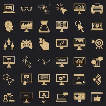 Computer network icons set, simple style Stock-Illustration