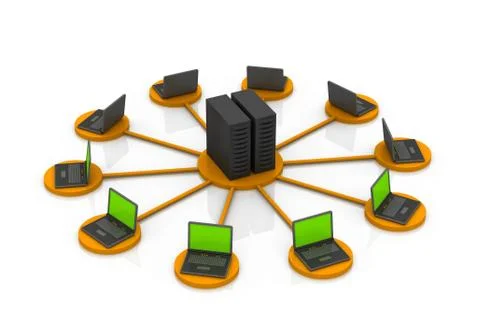 Computer network. Illustrazione stock