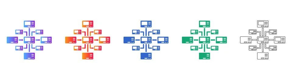 Computer Network Infrastructure Topology Icons Stock Illustration