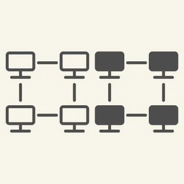 Computer network line and glyph icon. Home network vector illustration isolated Stock Illustration