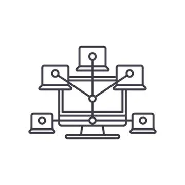 Computer network line icon concept. Computer network vector linear illustration イラスト素材