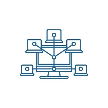 Computer network line icon concept. Computer network flat vector symbol, sign Stock Illustration