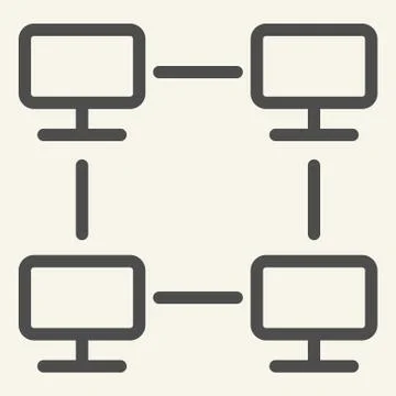 Computer network line icon. Home network vector illustration isolated on white Stock Illustration