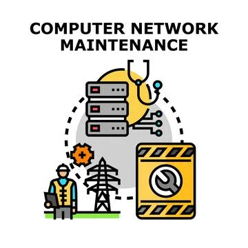 Computer network maintenance and it service concept Stock Illustration