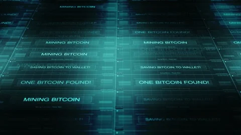 Computer Network Mining Bitcoin - Blue Colors Stock Footage 305664932