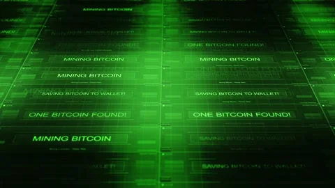 Computer Network Mining Bitcoin - Green Colors Stock Footage 305664938