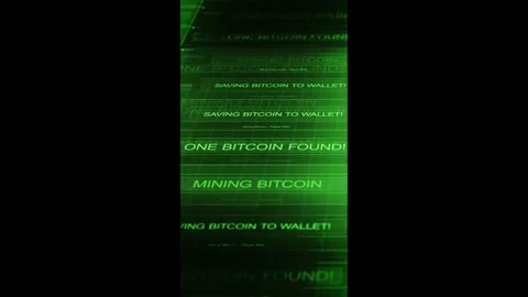 Computer Network Mining Bitcoin - Green Colors - Vertical Stock Footage 326371362