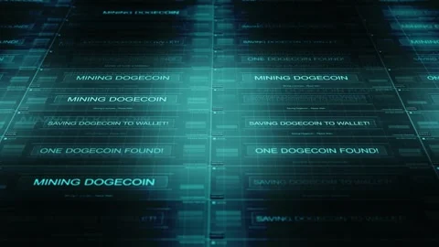 Computer Network Mining Dogecoin - Blue Colors Stock Footage 305673338