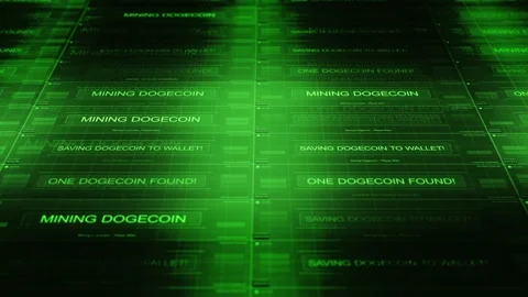 Computer Network Mining Dogecoin - Green Colors Stock Footage 305673346