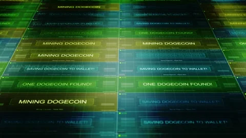 Computer Network Mining Dogecoin - Normal Colors Stock Footage 305673347