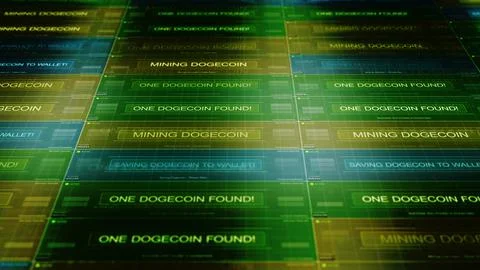 Computer Network Mining Dogecoin - Normal Colors 2 00000 Stock Photos