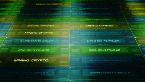 Computer Network Mining Generic Cryptocurrency - Normal Colors Stock Footage 305682001