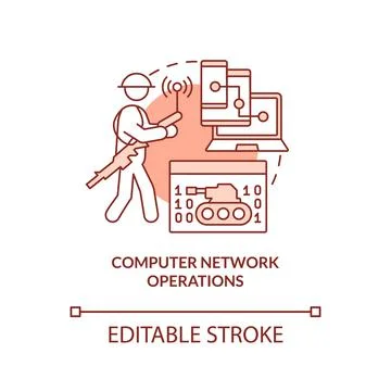 Computer network operations red concept icon Stock Illustration