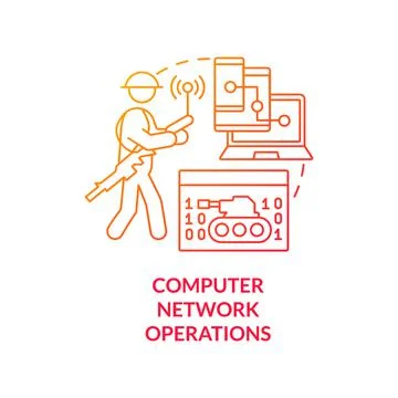 Computer network operations red gradient concept icon Stock Illustration