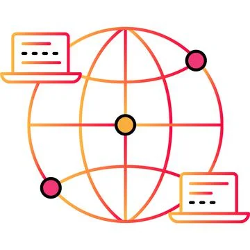 Computer network outline icon cloud computing tech 스톡 일러스트