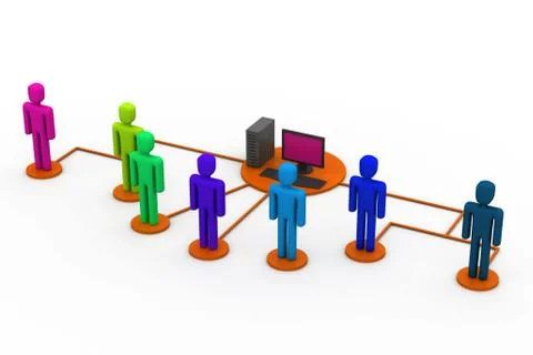 Computer network people. Stock Illustration