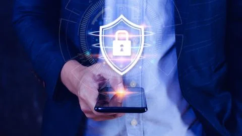 Computer network protection, secure and safe your data concept, businessman.. 스톡 사진