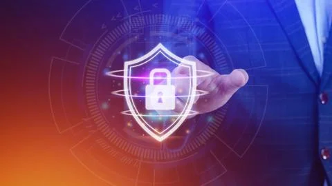 Computer network protection, secure and safe your data concept, businessman.. Stock Photos