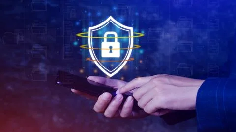 Computer network protection, secure and safe your data concept, businessman.. 스톡 사진