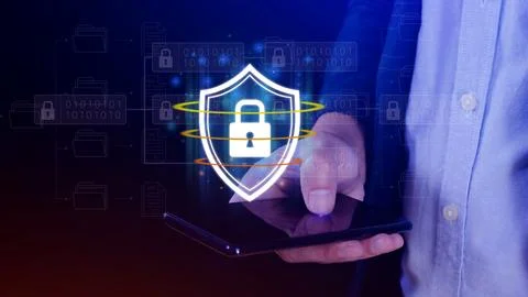 Computer network protection, secure and safe your data concept, businessman.. 스톡 사진