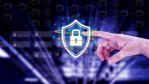 Computer network protection, secure and safe your data concept, businessman.. 写真素材