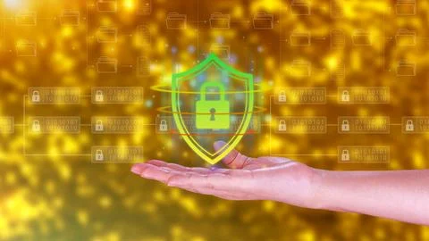 Computer network protection, secure and safe your data concept, businessman.. Foto stock