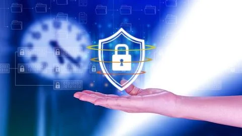 Computer network protection, secure and safe your data concept, businessman.. Stock Photos