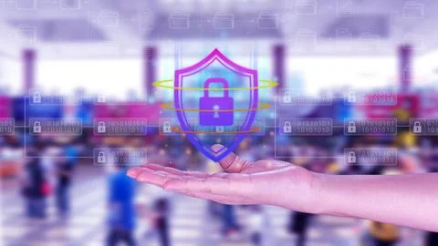 Computer network protection, secure and safe your data concept, businessman.. Stock Photos
