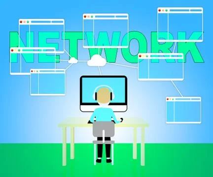 Computer Network Represents Global Communications 3d Illustration Stock Illustration