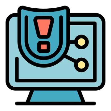 Computer network security alert warning icon showing secured system Stock-Illustration