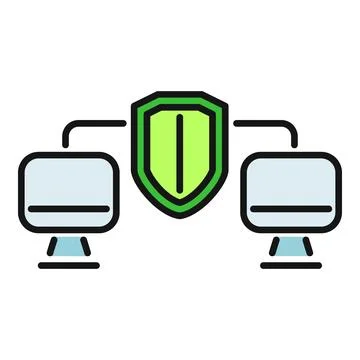 Computer network security protecting data and connections 库存插图