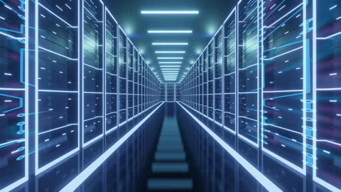 Computer network security server room data center. big data storage and cloud Stock Footage 252707258